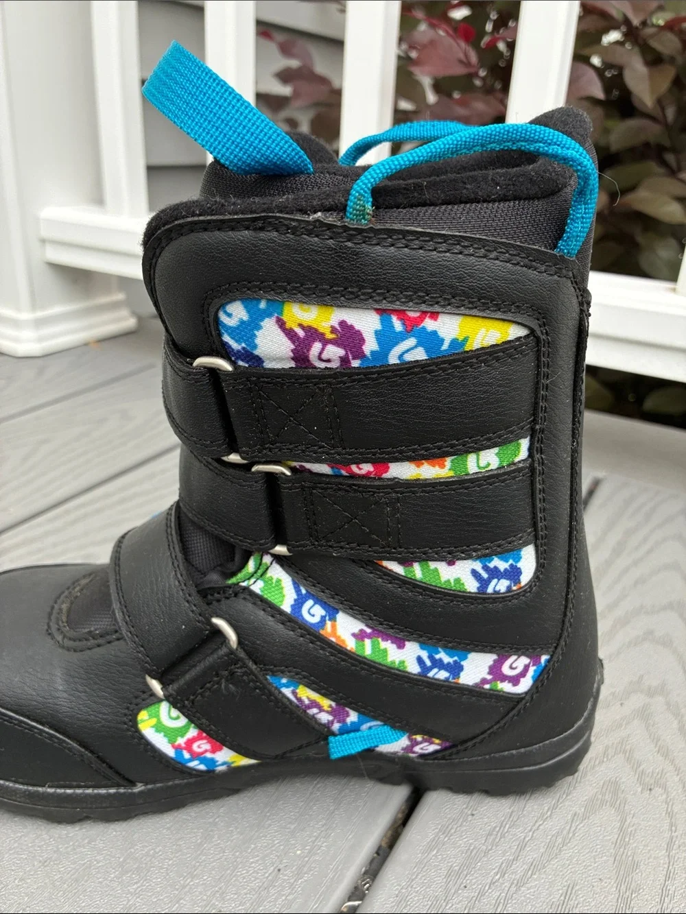 Burton Kids' Grom Snowboard Boots Black with Multicolor Accents Size 4